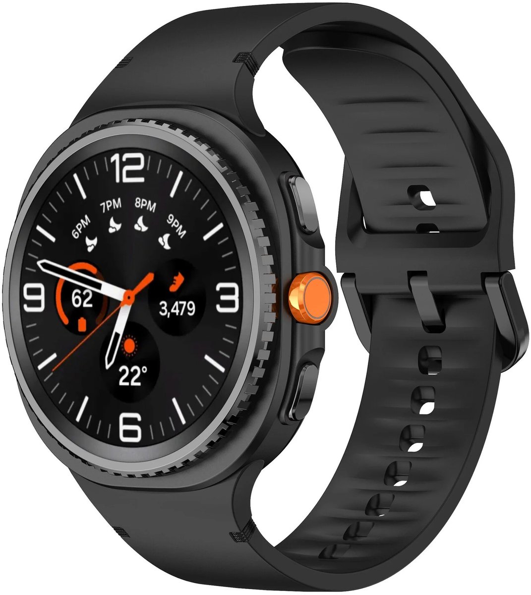 Strap-it Siliconen bandje met gespsluiting - geschikt voor Samsung Galaxy Watch 8 - 40mm / Galaxy Watch 8 - 44mm / Galaxy Watch 8 Classic (zwart)