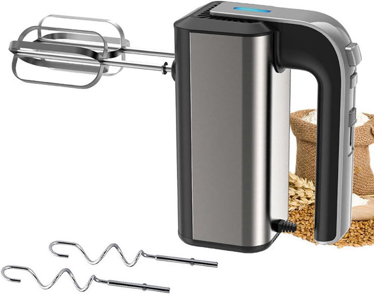 Handmixer – 5 snelheden + turbofunctie – kloppers, deeghaken & garde – Krachtig & stil – Lichtgewicht