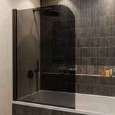 Lomazoo Badwand Palmas - 100x140cm - Zwart - Nano Coating Anti-kalk - Draaibaar - Rookglas