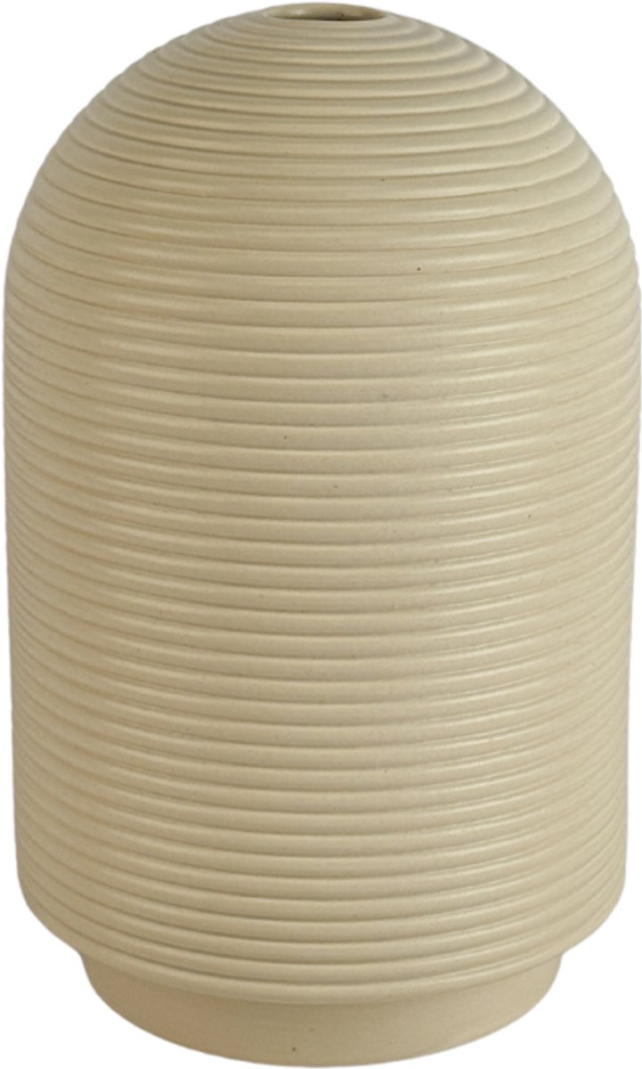 XLBoom Nova Tall Cream - Hoge keramische ribbelvaas (Ø 26 cm) - Verkrijgbaar in Cream & Mocha - Moderne sculpturale vaas geïnspireerd op coil pottery