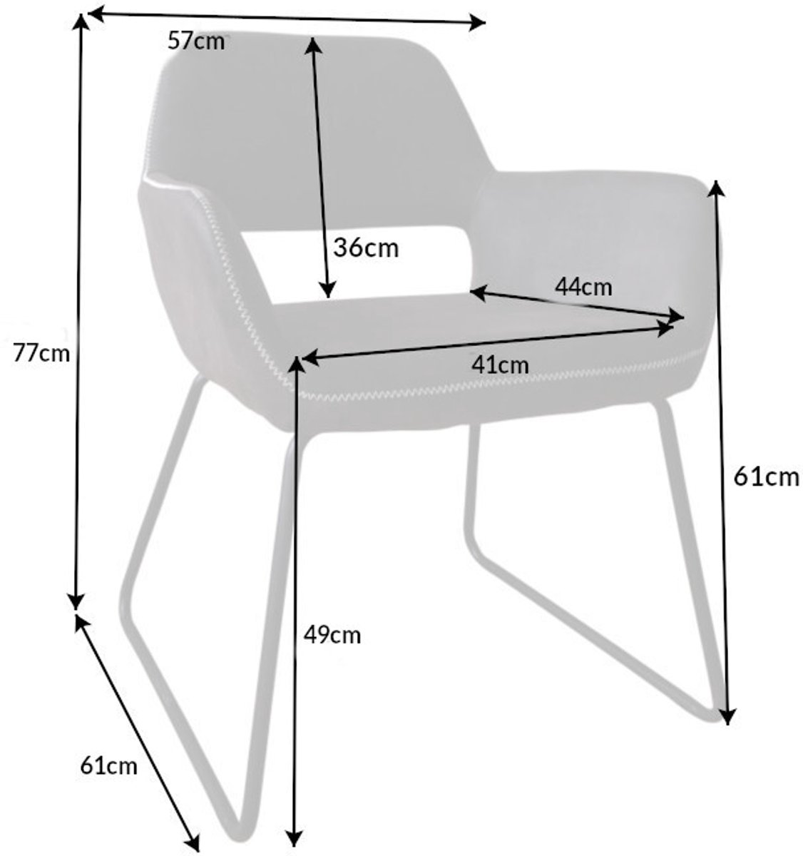 Design stoel MUSTANG antiek grijs microvezel met armleuning - 39795