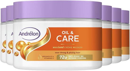 Andrélon Crème Haarmasker - Oil & Care - verrijkt met arganolie en vitamine E - 6 x 300 ml