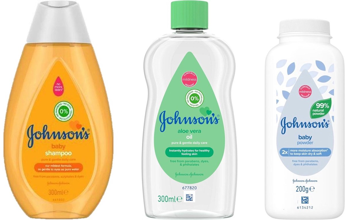 Johnson Baby - SET - Shampoo 300 ml / Olie Aloe Vera 300 ml / Talkpoeder 200 Gram