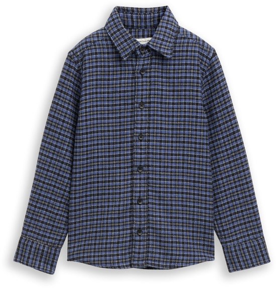 Tom Tailor - Regular fit overhemd met ruitjesmotief - Maat 104/110 - black purple mini check design