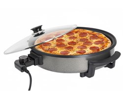 Hapjespan met Deksel - Elektrisch/ Pizza maker 38 cm – 1500 W – Anti-aanbaklaag – Thermostaat – BPA…