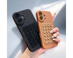 Stick & Snap Case - Zwart Zuignap Hoesje voor iPhone 16 - Hoesje en Zuignap Sticker in 1 - Selfie zuignap hoesje • Wall-mount case • Handsfree zuignap hoesje • Zuignap telefoonhoes - Sticky sticker - Octobuddy Popsocket - Telefoonhouder - Zwart