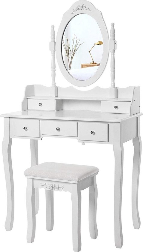 Luxe PRO Makeup tafel met 360° Draaibare Spiegel - Witte Visagie Kaptafel  met 5... | bol.com