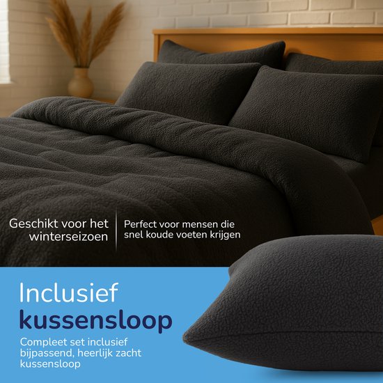 Decoware Teddy Bear dekbedovertrek polaire anthracite 200x220 cm