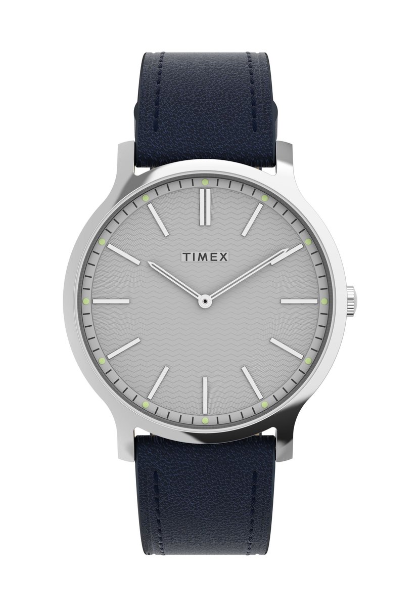 Timex Gallery Kwarts Analoog Horloge Zwart En Zilver Kast: 100% Loodarm Messing | Armband: 100% Leer 40 TW2W43700AJ, TW2W43800AJ