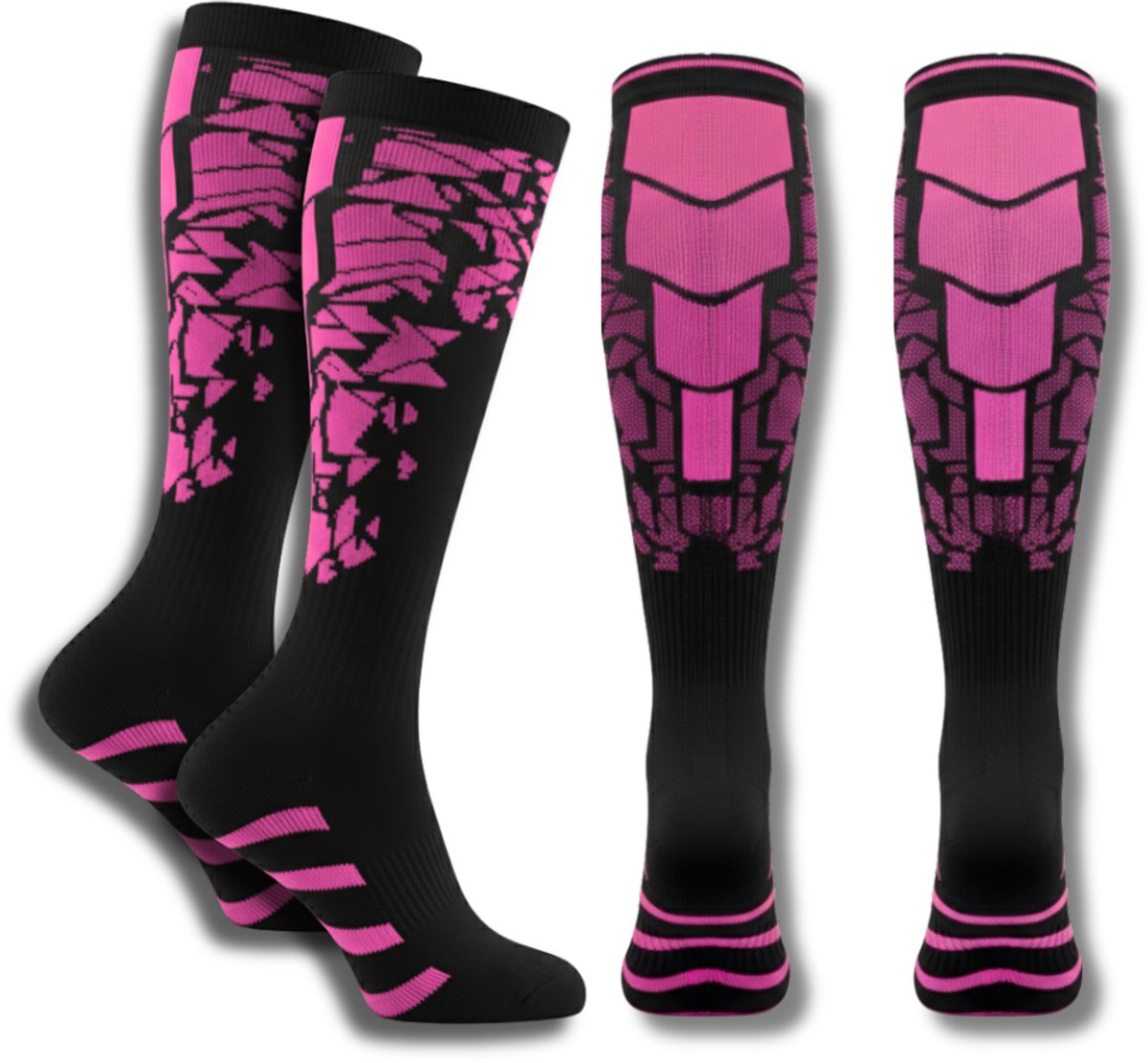 LUCCIO Performance 2 paar Compressiekousen - Sportsokken - Steunkousen - Hardloopsokken - 20-30 mmHg - Wandelsokken - Hardlopen, Reizen, Sport & Herstel - Roze - Maat 38-42 - Unisex
