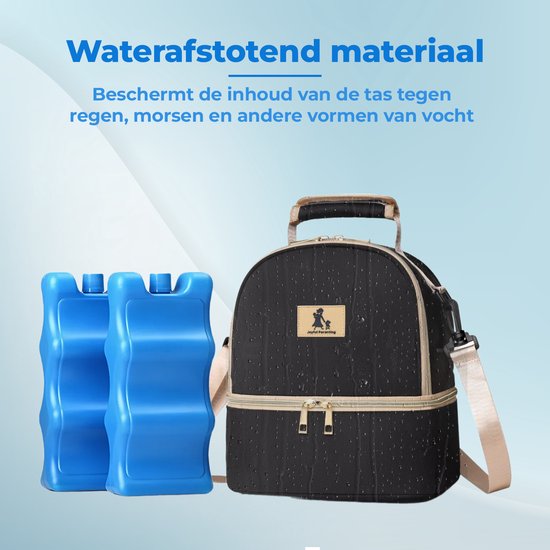 Joyful Parenting Kolftas met koelelementen - Zwart - 2 Compartimenten - Moedermelk Koeltas - Kolf Tas - Kraamcadeau van Joyful Parenting — afbeelding 3