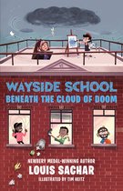 Wayside School Beneath the Cloud of Doom, boekkaft met tekeningen van kinderen en een donkere wolk.