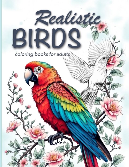 Realistic Birds coloring books for adults - cover