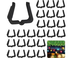 30 stuks dakrandklemmen - Kerstdecoratiehaken - Dakhaken voor buiten - Feestverlichtingsklemmen - Geschikt voor het ophangen van diverse feestverlichting of decoraties aan daken, goten, schuttingen - Zwart