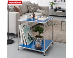 FLOORDIREKT Metalen Rek Concept Epure MK-012 - 2-Laags Opbergrek Met Open Planken - 40 x 46 x 40 cm - Blauw -Verkrijgbaar in Verschillende Kleuren - Metalen Rek in Modern Design - Rek Voor Woonkamer, Kantoor & Hal