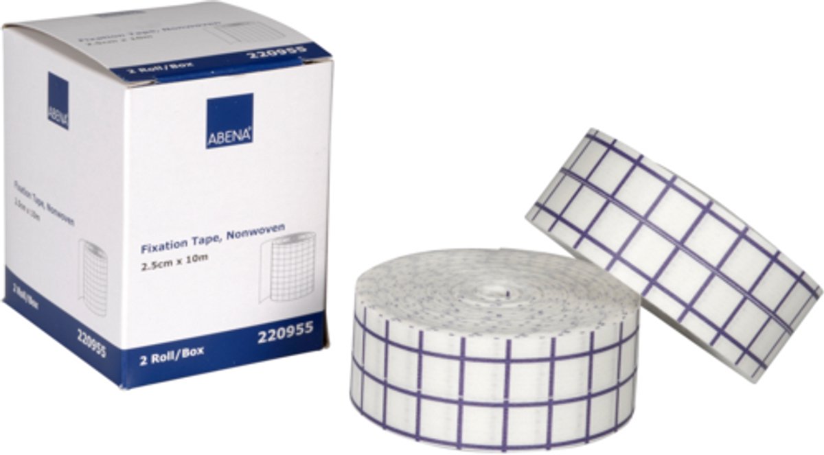 Abena Fixatiepleister - 2 Rollen - Elastische Hechtpleister op Rol - Nonwoven Fixatietape - 2,5 cm x 10 m