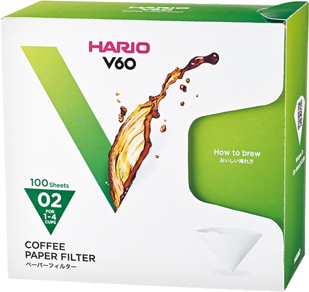 HARIO V60 koffiefilters - 02 Size - 100 stuks - Wit - Doosje