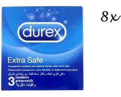 Durex Condooms - Extra Safe Classic- 24 stuks (8 x 3 stuks - Handzame Kleinverpakking) - Discreet Verzonden - Brievenbuspakket
