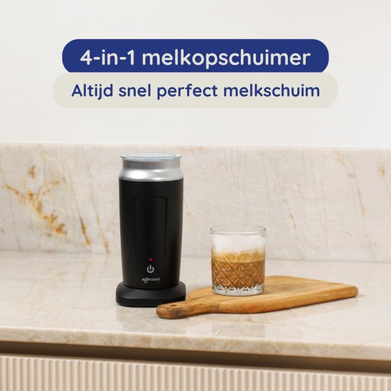 Safecourt kitchen Elektrische Melkopschuimer - PFAS & Teflonvrij - 4-in-1 - Antikleeflaag - Eenvoudige reiniging - Zwart