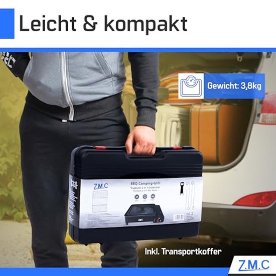 Draagbaar Campingkooktoestel en Gasgrill 2-in-1 met Grillaccessoires en Koffer + 24 Gaspatronen - Ideaal voor Balkon en Kampeeruitjes van Draagbaar — afbeelding 4