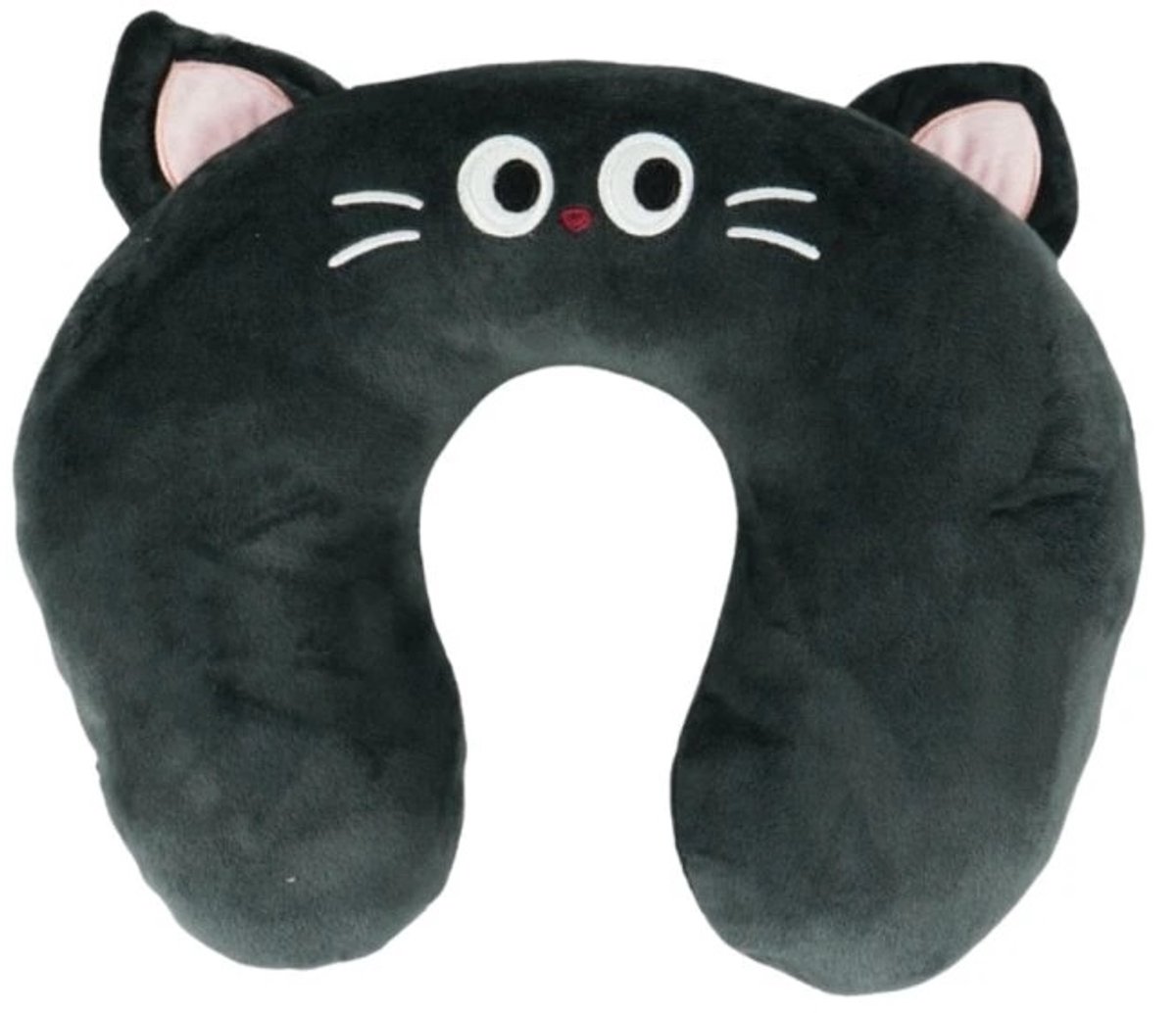 Reiskussen - Nekkussen voor kinderen en volwassenen - Kat - Zwart - 33 cm
