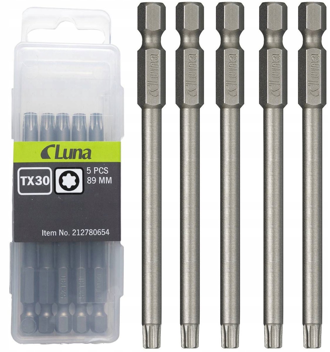 Luna Torx T30 Lange Bits 89mm 5 Stuks - Ideaal voor Moeilijk Bereikbare Schroeven