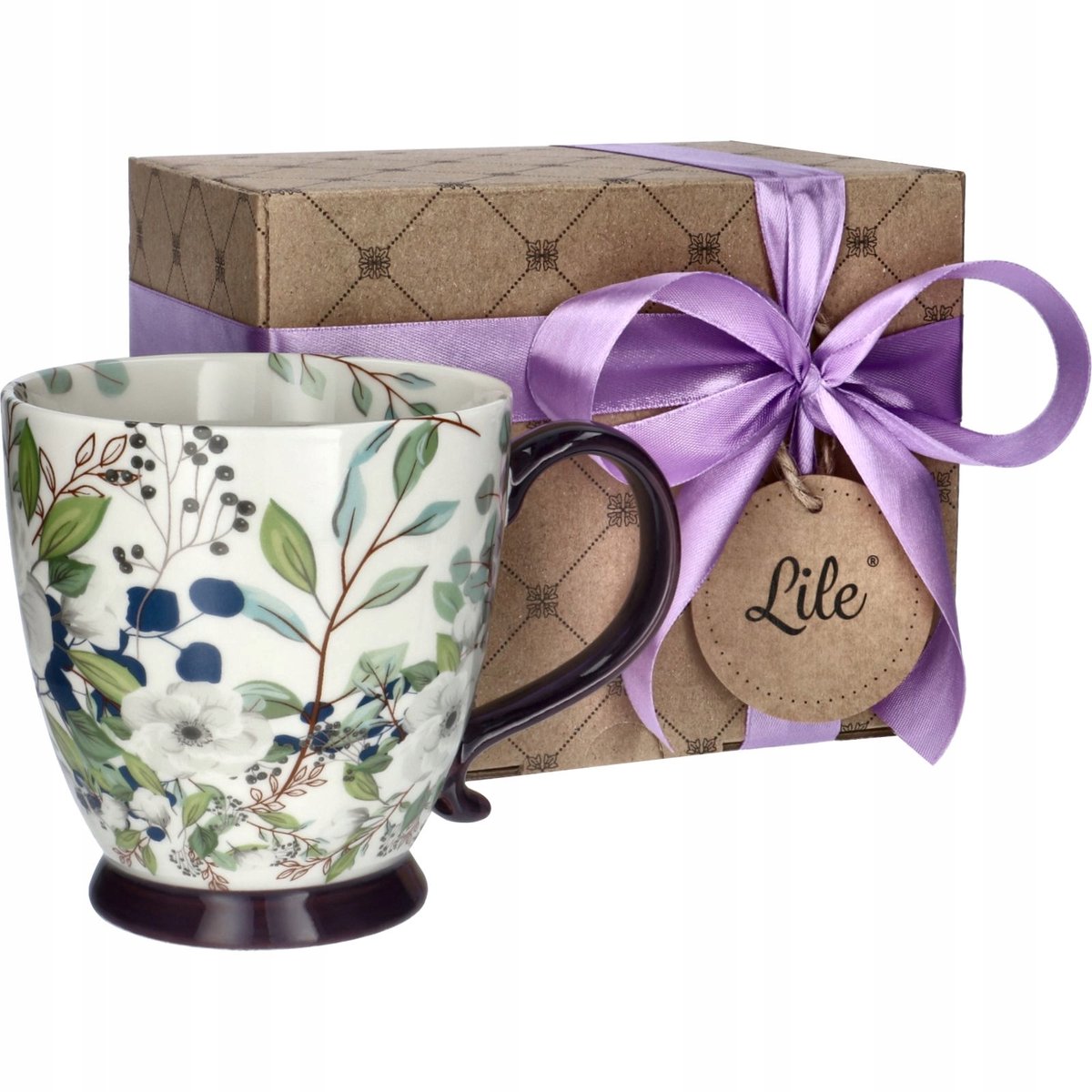 Grote Porseleinen Koffie Mok 395ml - Bloemendecor, Ideale Cadeau