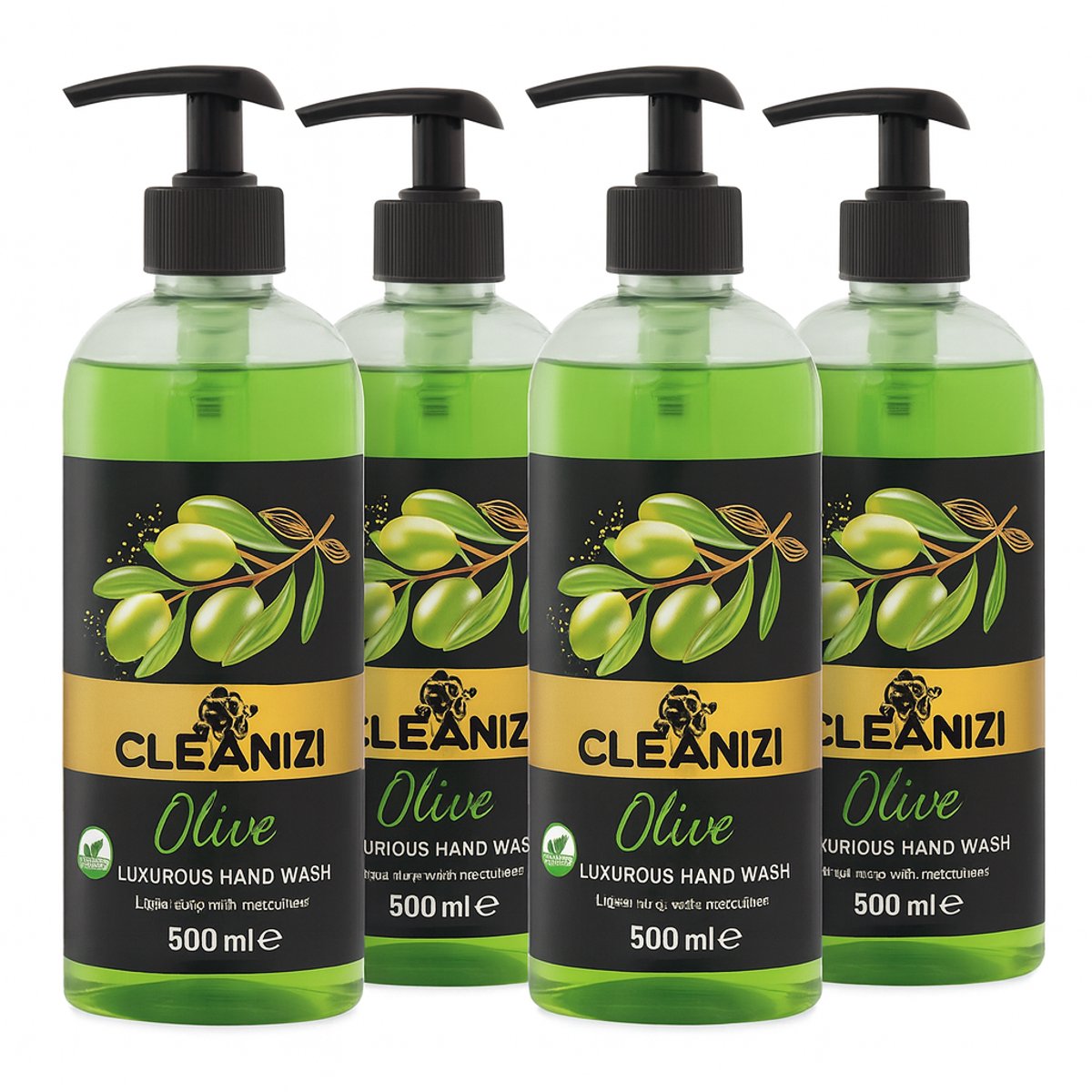 Cleanizi Handzeep - Olijf - 4x 500ml - Hydraterende Werking - Vegan