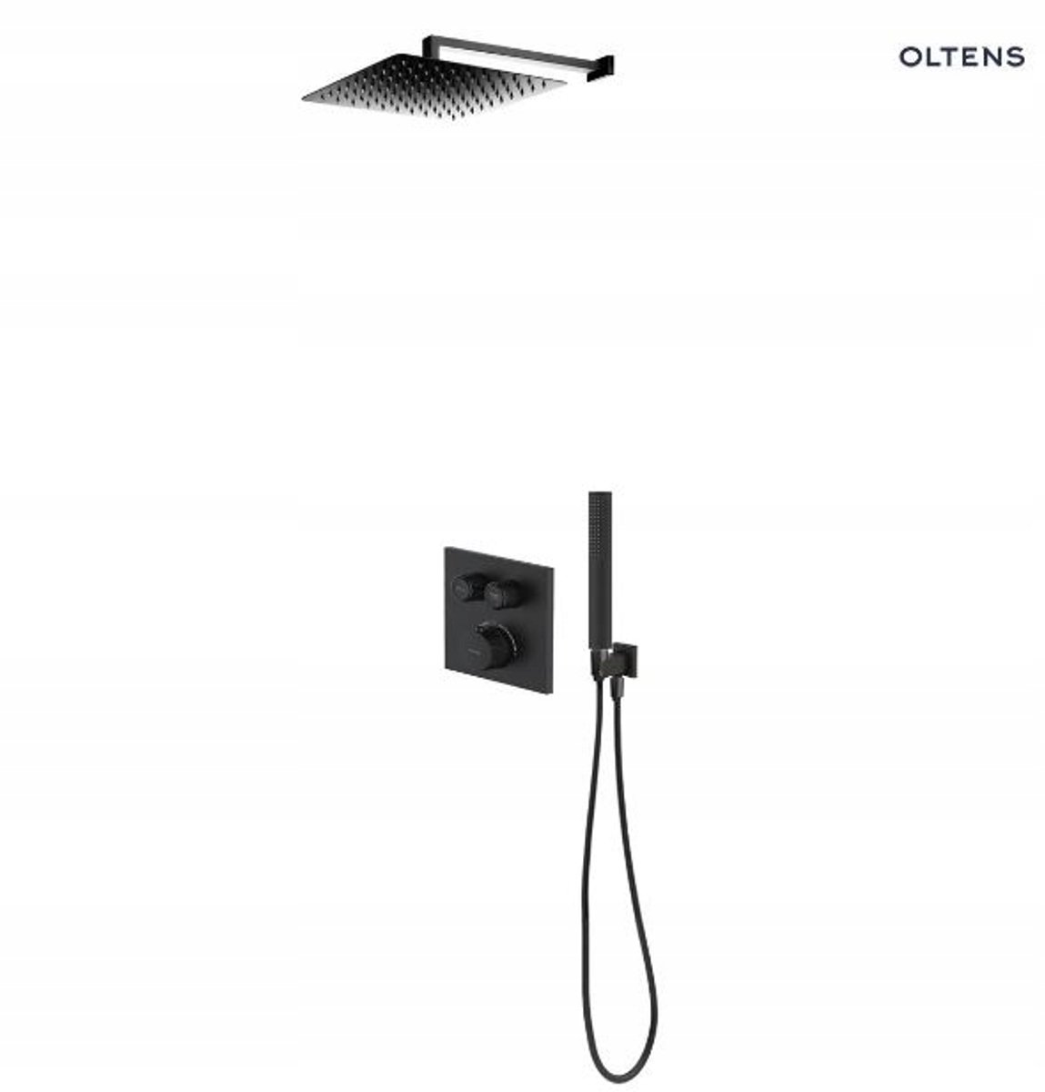 Oltens Onega Thermostatische Doucheset 30cm Regen Douche Zwart Mat