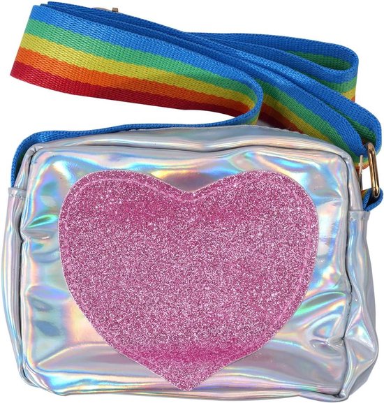 Hartvormige Schoudertas Met Regenboog Schouderband Voor Meisjes - Kleine Prinses Munt Portemonnee - PU Leren Koerierstas Voor Winkelfeestjes, Schoolreizen En Meer Gelegenheden