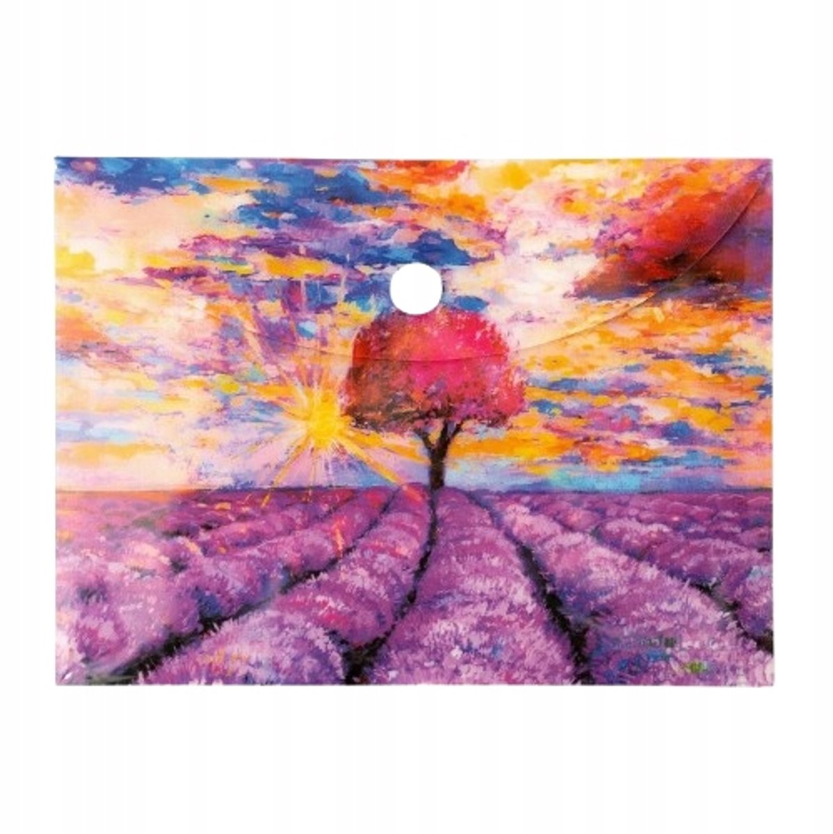 Narcissus VISTA A6 map met lavendelprint, sluiting