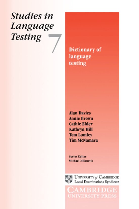 Dictionary Of Language Testing - cover