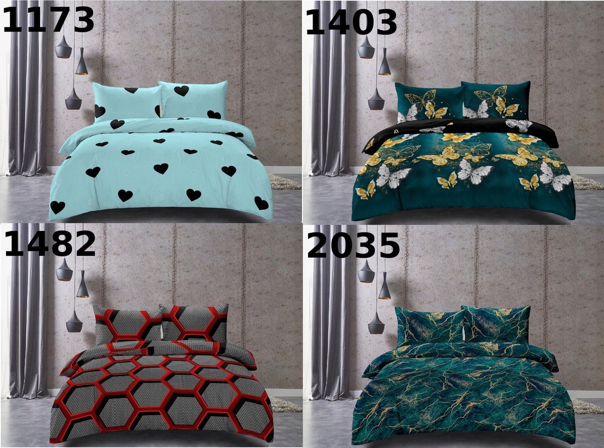 Dekbedovertrekset 160x200cm 3-delig - Diversen Patroon