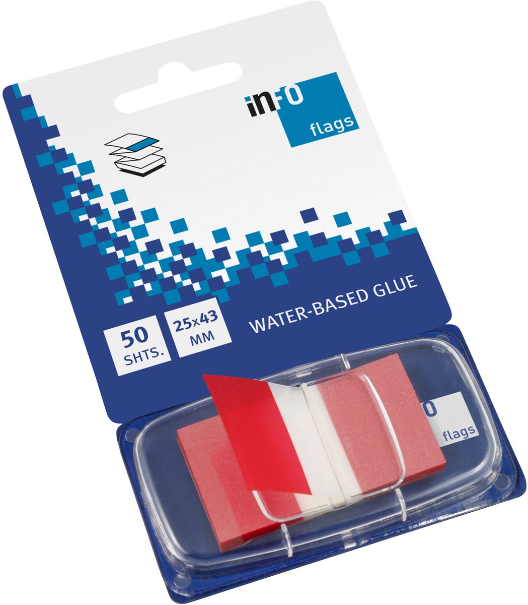 Info page markers - blister met 50 stuks - 25x43mm - rood - IN-7728-74