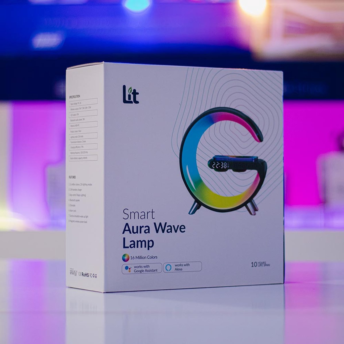 Lit - Aura Wave Lamp - Alarm - Bluetooth Speaker - Mood light