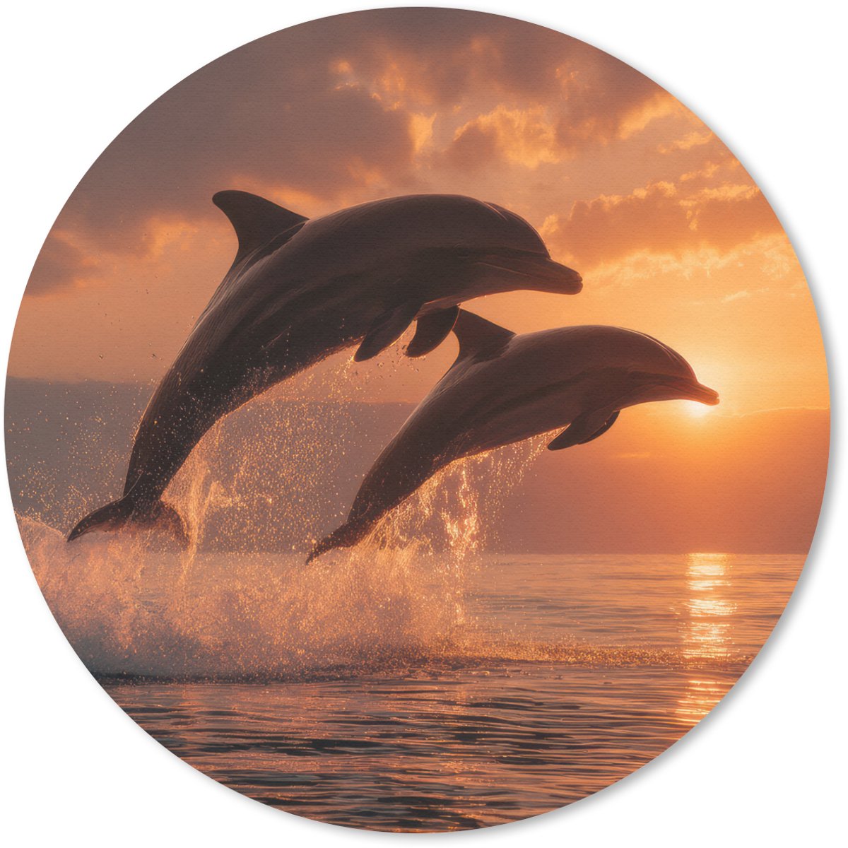 Muismat rond 30x30 cm - Mousepad Dolfijnen - Zee - Realistisch - Ronde muismatten