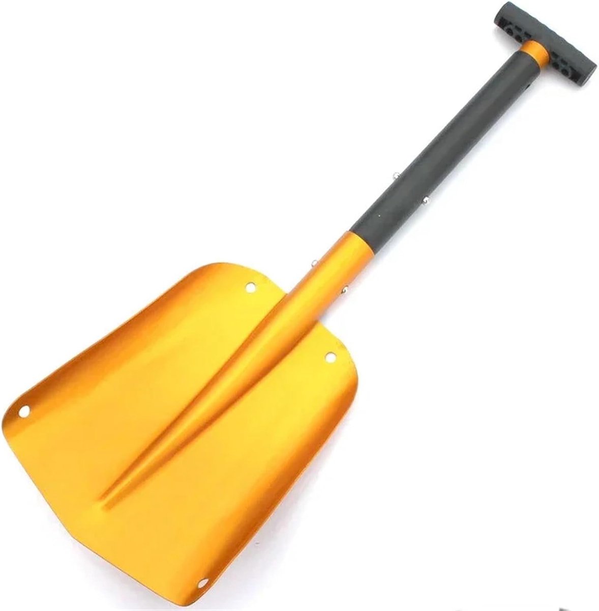 Opvouwbare auto-sneeuwschep voor noodgevallen met uittrekbare handgreep, lichte aluminium sneeuwschep voor auto, outdoor, camping, skiën, tuin (goud)
