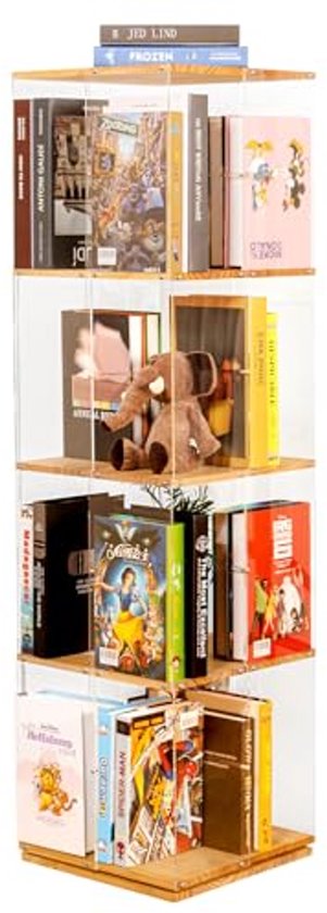 Heehee Roterende Boekenplank 360 Display Vloerstaande Boekenkast Opbergrek voor Kinderen & Volwassenen Multifunctionele Boekenplank Organizer (5-Tier