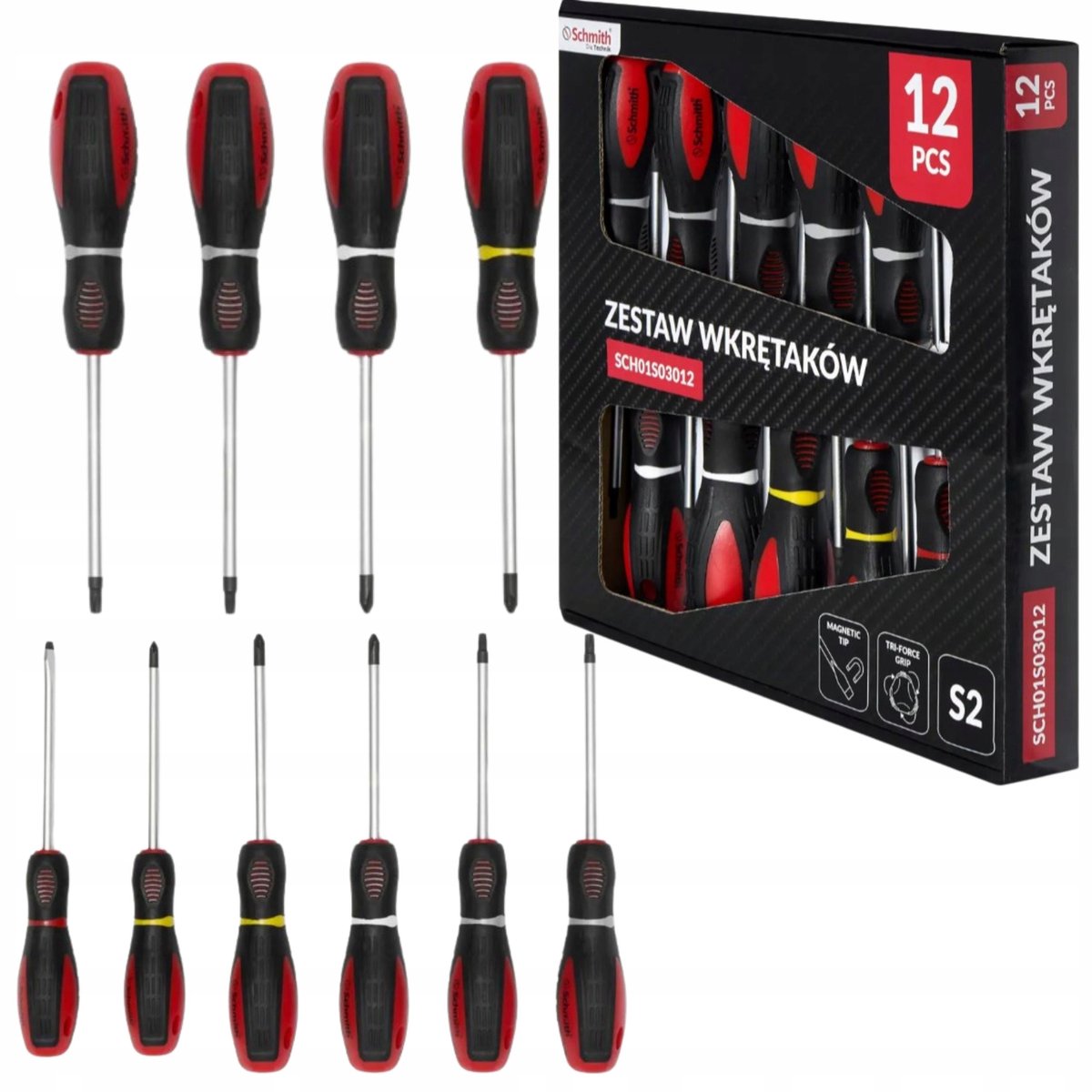 12-delige schroevendraaierset met magnetische punten - Schmith