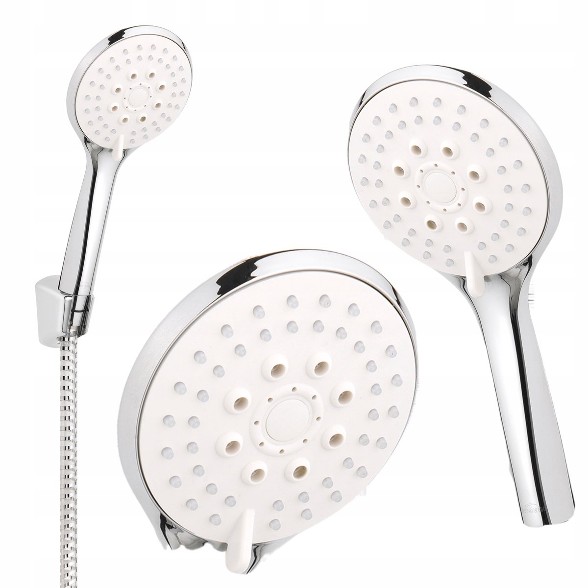 Doucheset met 5-functie handdouche, chroom/wit
