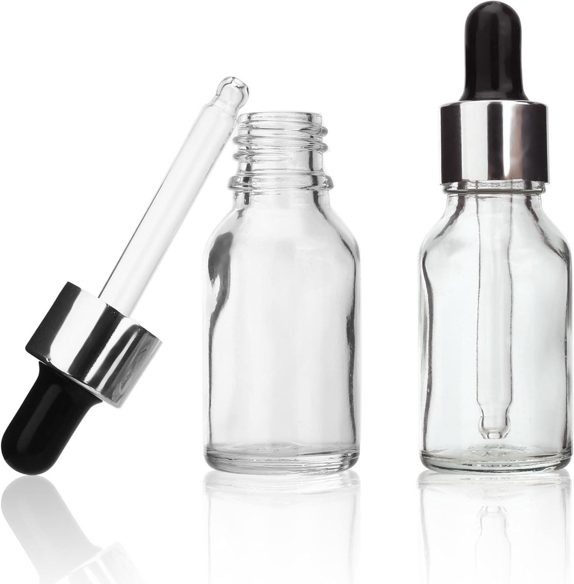 Image of 25 stuks lege glazen druppelflessen 15ml - set van clear flessen voor etherische olie - reisflessen voor vloeistoffen - ideaal voor toiletartikelen.