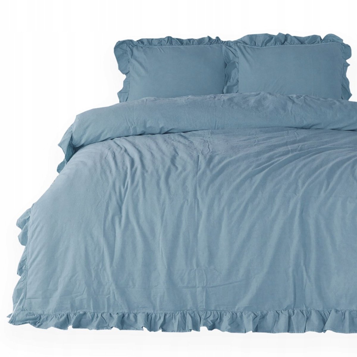 Stonewashed Katoenen Dekbedovertrek Set Blauw 220x200 cm
