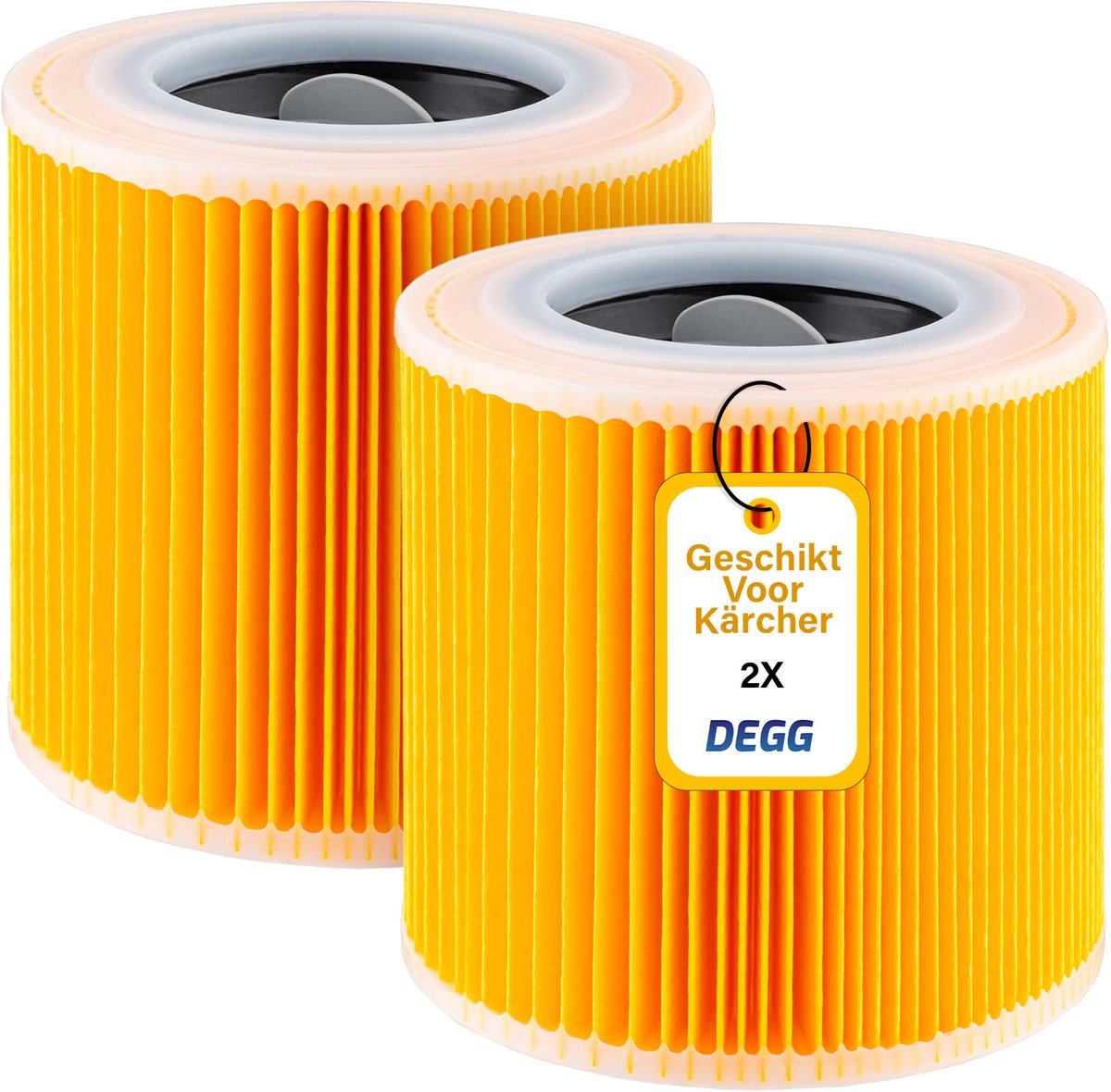 DEGG® Patroonfilter – Geschikt voor Kärcher WD1, WD2, WD3, MV2 & MV3 – Nat/Droog Stofzuiger Filter – Premium Cartridgefilter – 2 STUKS