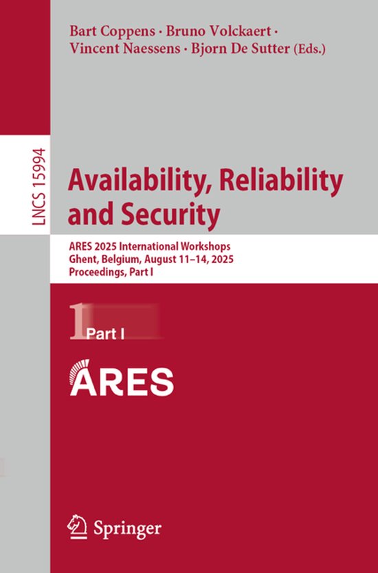 Lecture Notes in Computer Science15994- Availability, Reliab ... - cover