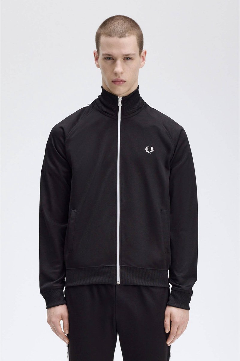 Fred Perry Taped Track Jacket Truien & Vesten Heren Sweater Hoodie Vest Zwart