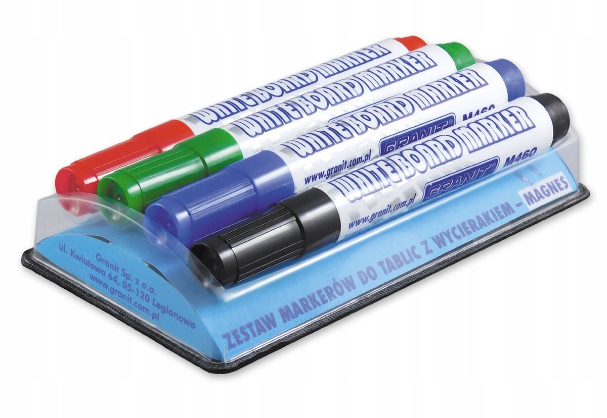 Set van 4 whiteboardmarkers met gum en magneet