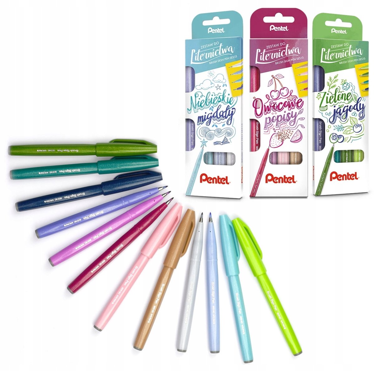 Pentel SES15 Brush Pen Kalligrafie Markers - 12 pastelkleuren