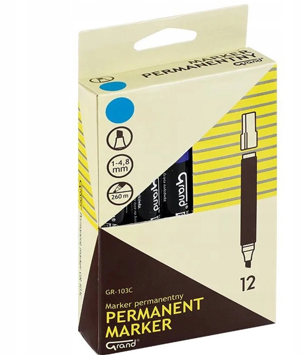 Permanente marker blauw GRAND GR-103C, set van 12 stuks