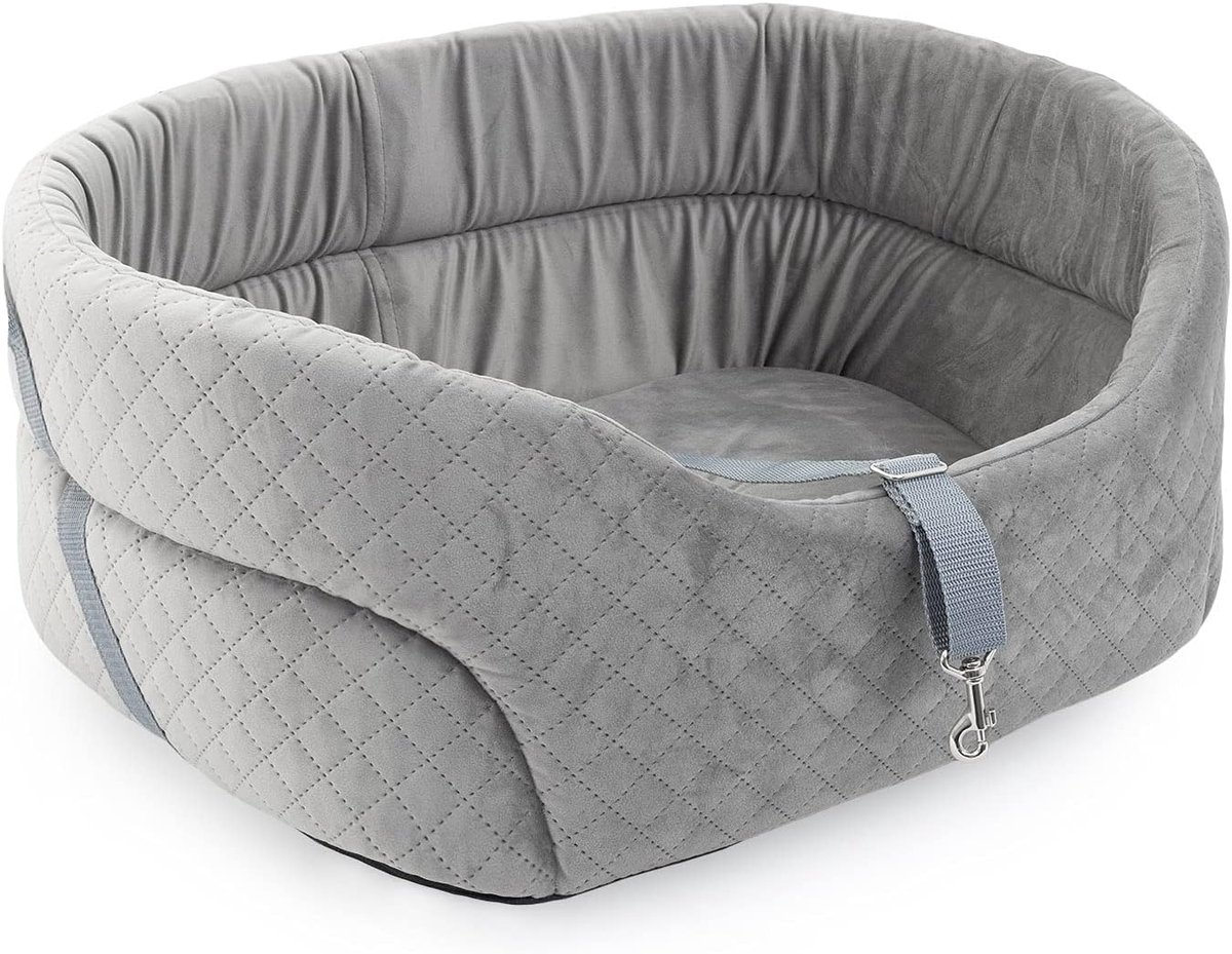 AUTOSTOEL VOOR HOND TRANSPORTER GRIJS VELVET R.2