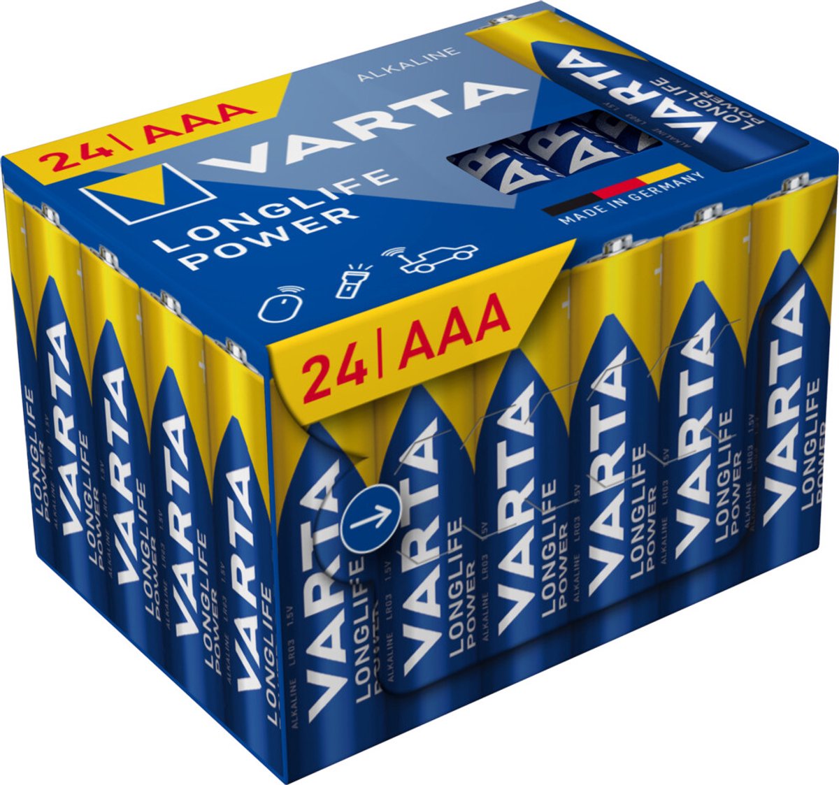 72x Varta Power Alkaline Batterij AA & AAA